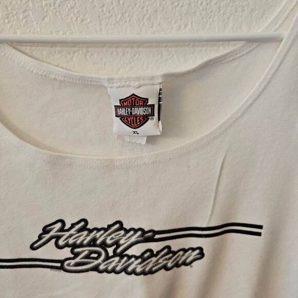 Harley Davidson White Tank Top Women's Sz XL Glitter Logo - St Pete Beach FL - Picture 2 of 5